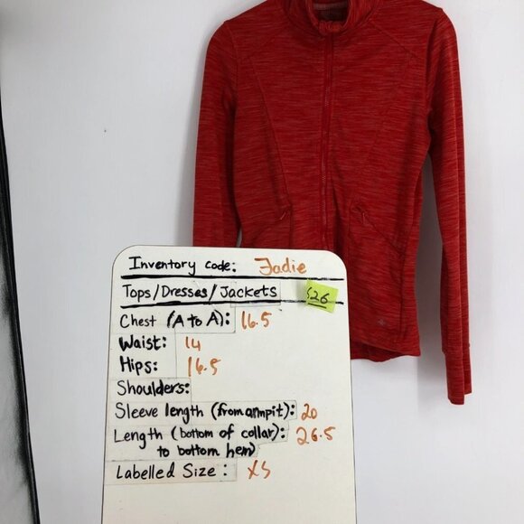 Shambhala Salmon Red Heathered Zip Up Mock Neck Sweater  size XS - Picture 13 of 14